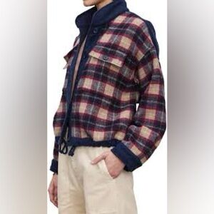NWT Velvet by Graham & Spencer Norah Plaid Brushed Fleece Oversized Jacket Sz S